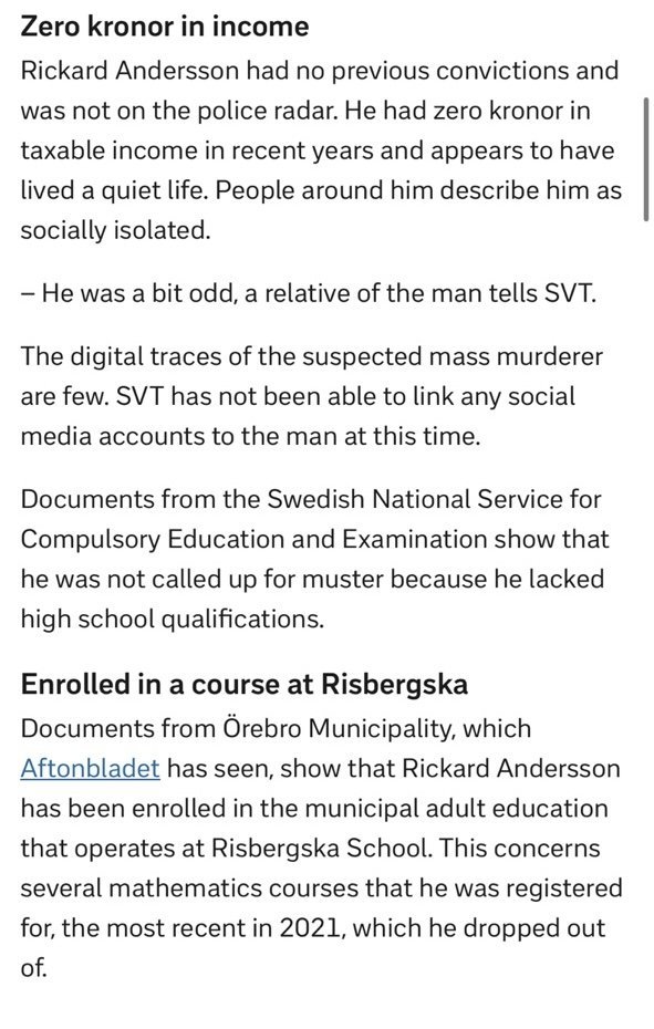 스웨덴 총기난사 사건의 진실