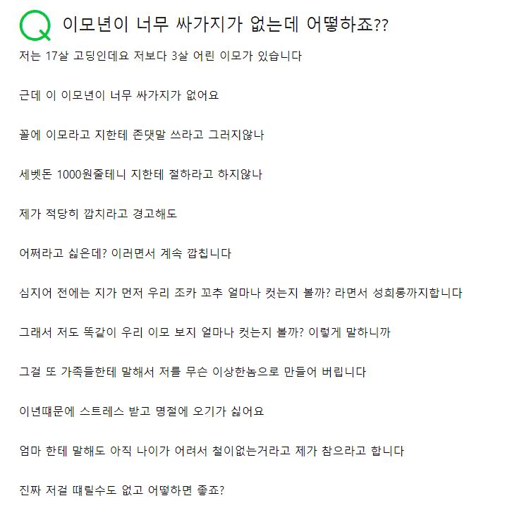싸가지 없는 이모년..