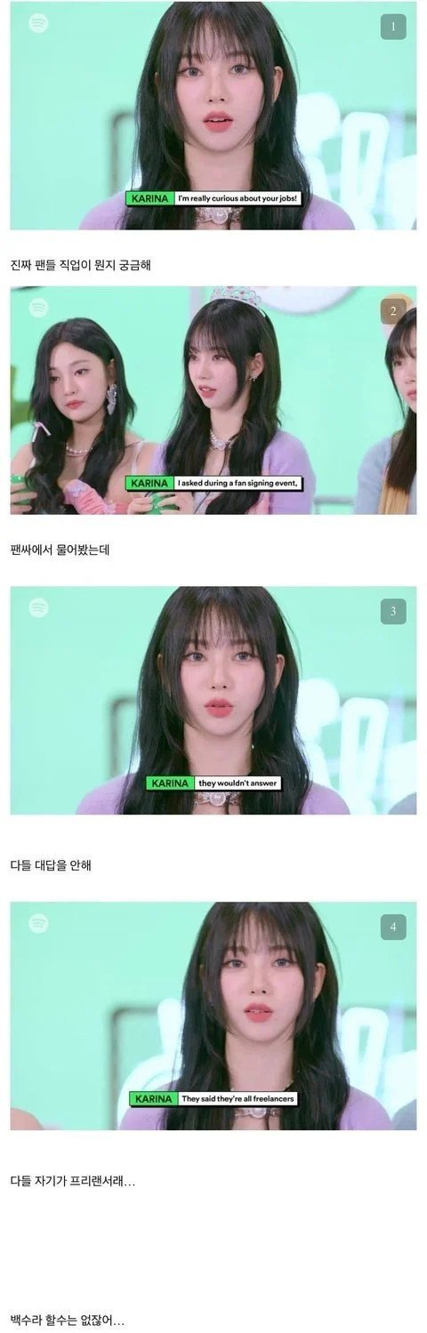순수하게 팬들의 직업이 궁금했던 카리나