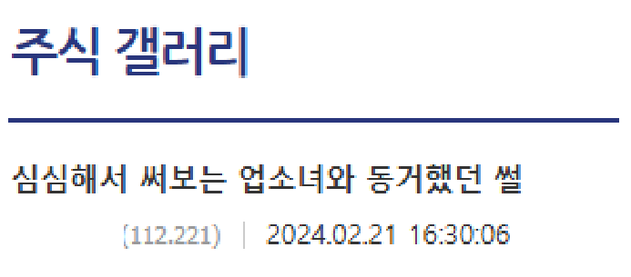 업소녀와 동거했던 주갤럼