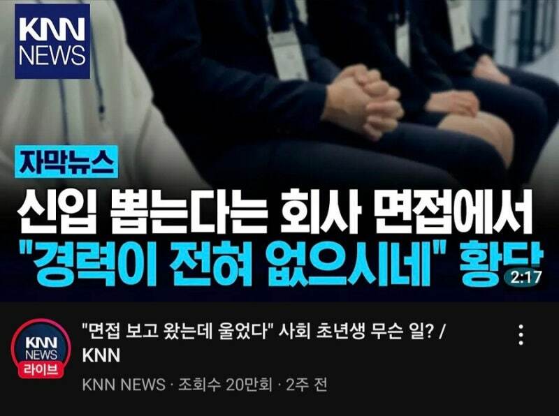 신입 뽑는데 ''경력이 없으시네요?''