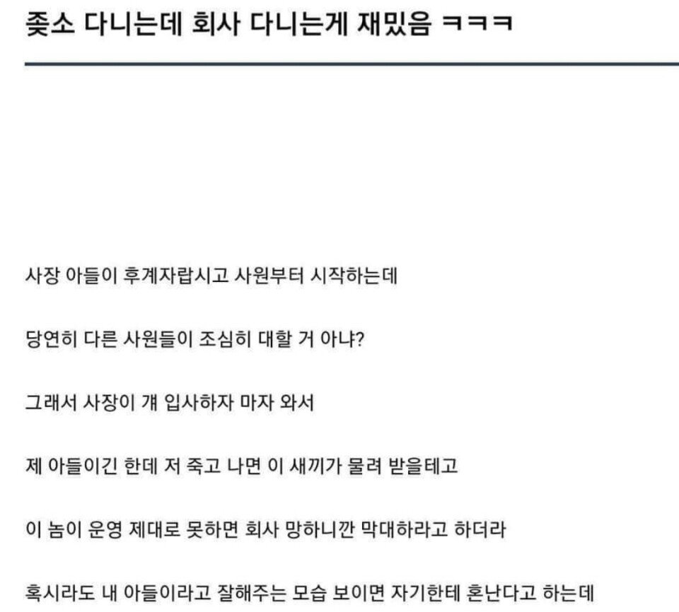 ㅈ소 다니는데 회사 다니는게 재밌음