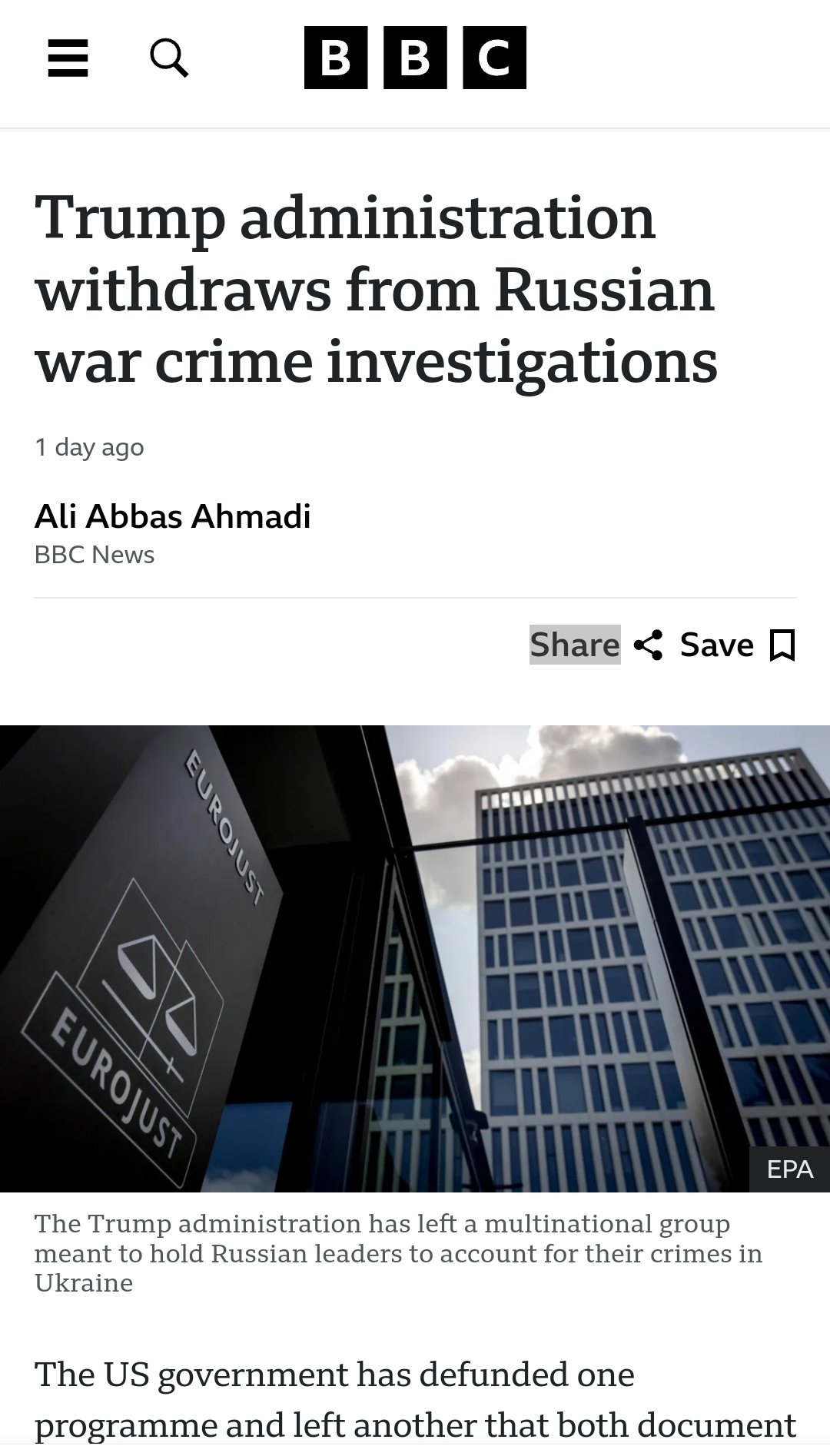 트럼프 행정부, "러시아 전쟁범죄 책임 일절 묻지 않겠다"