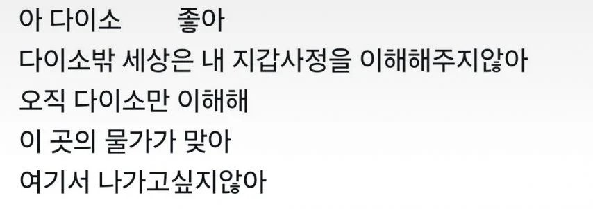 다이소밖에 날 이해해주지 않아