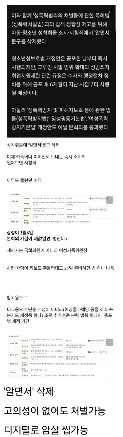 여가부가 스리슬쩍 개정한 아청법