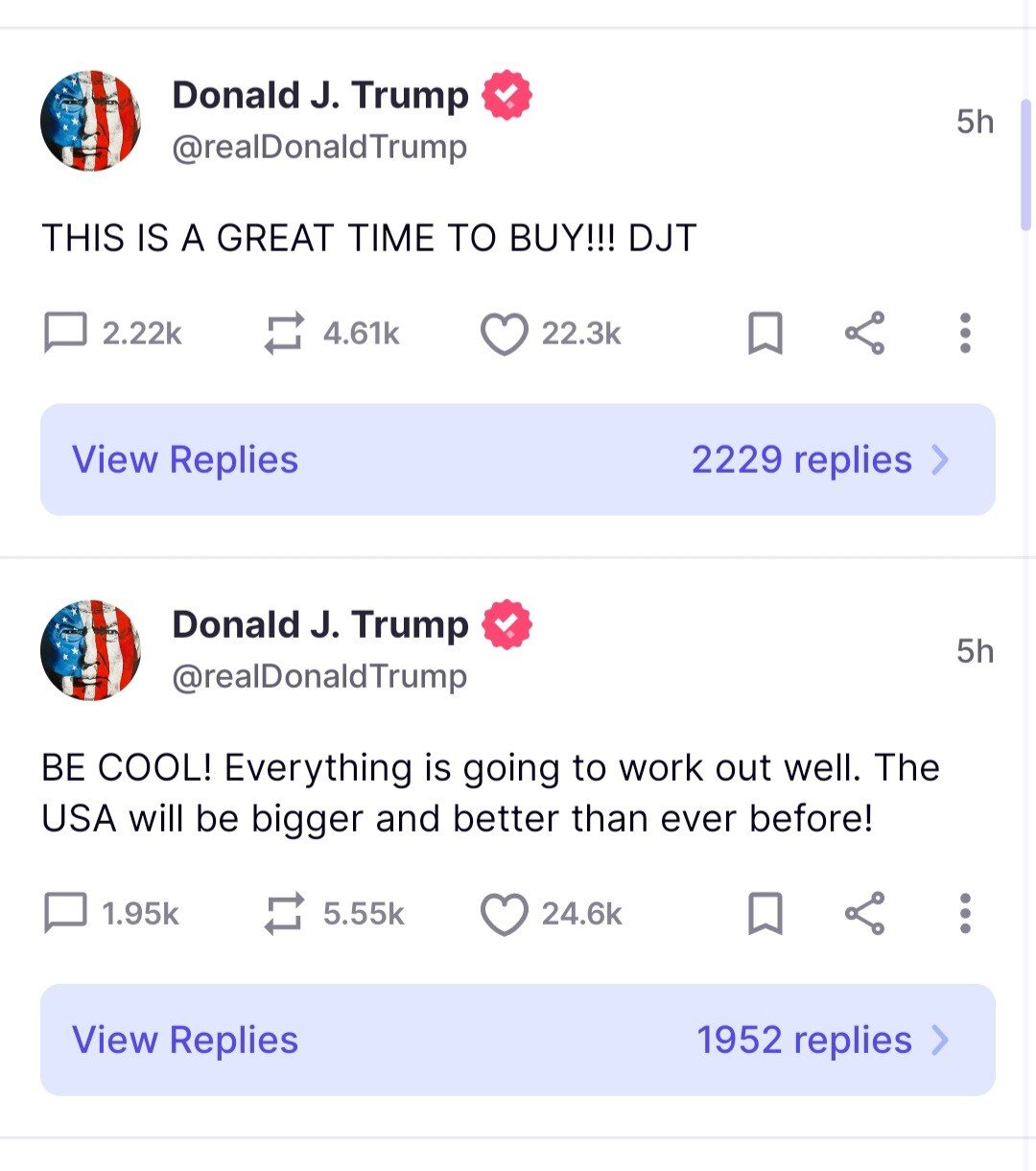 오늘의 트럼프식 SNS 리딩방