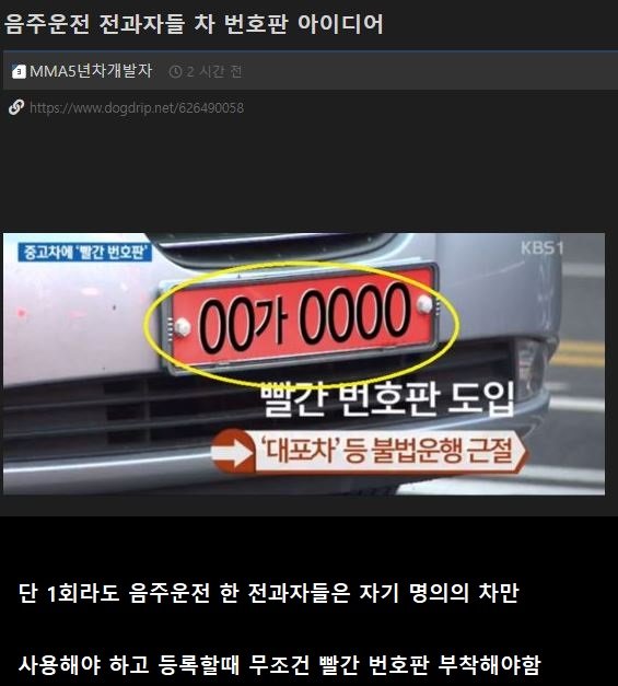 음주운전 전과자들 차 번호판 아이디어