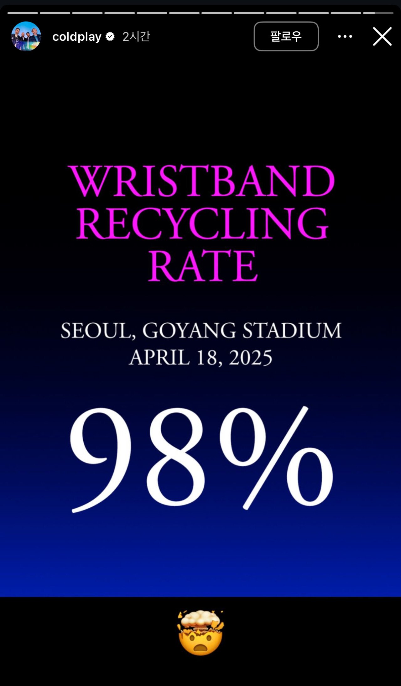 콜플 내한공연 팔찌 회수율 근황