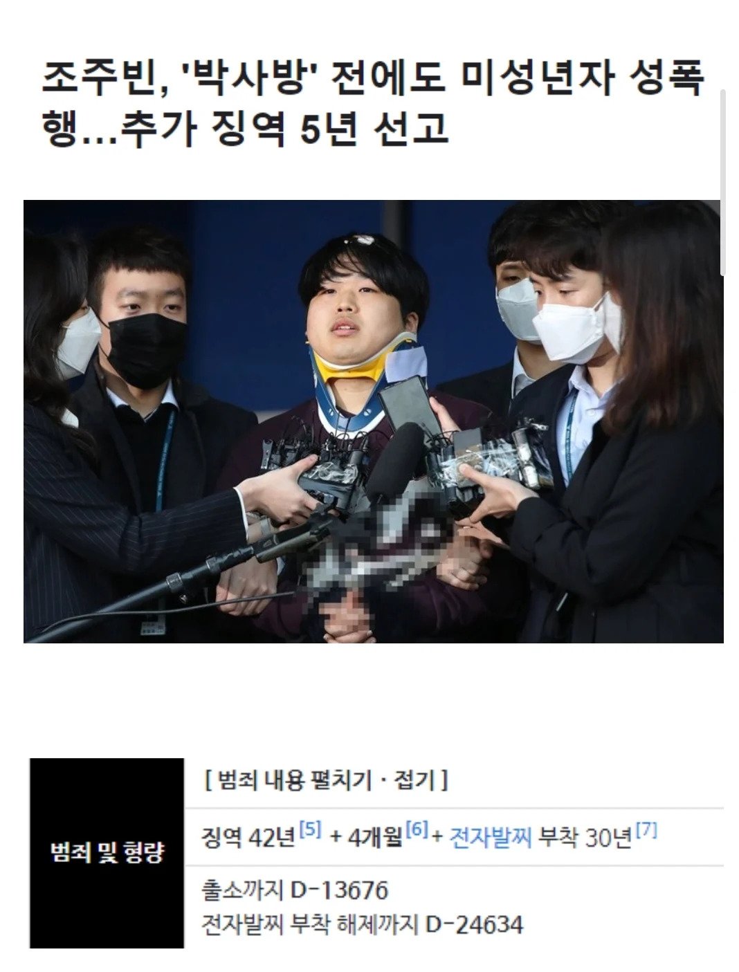 교도소 간지 5년 된 조주빈 근황.