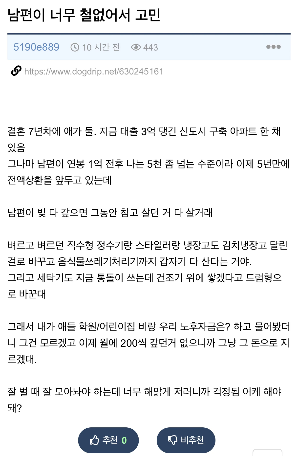 남편이 너무 철없어서 고민인 개붕이