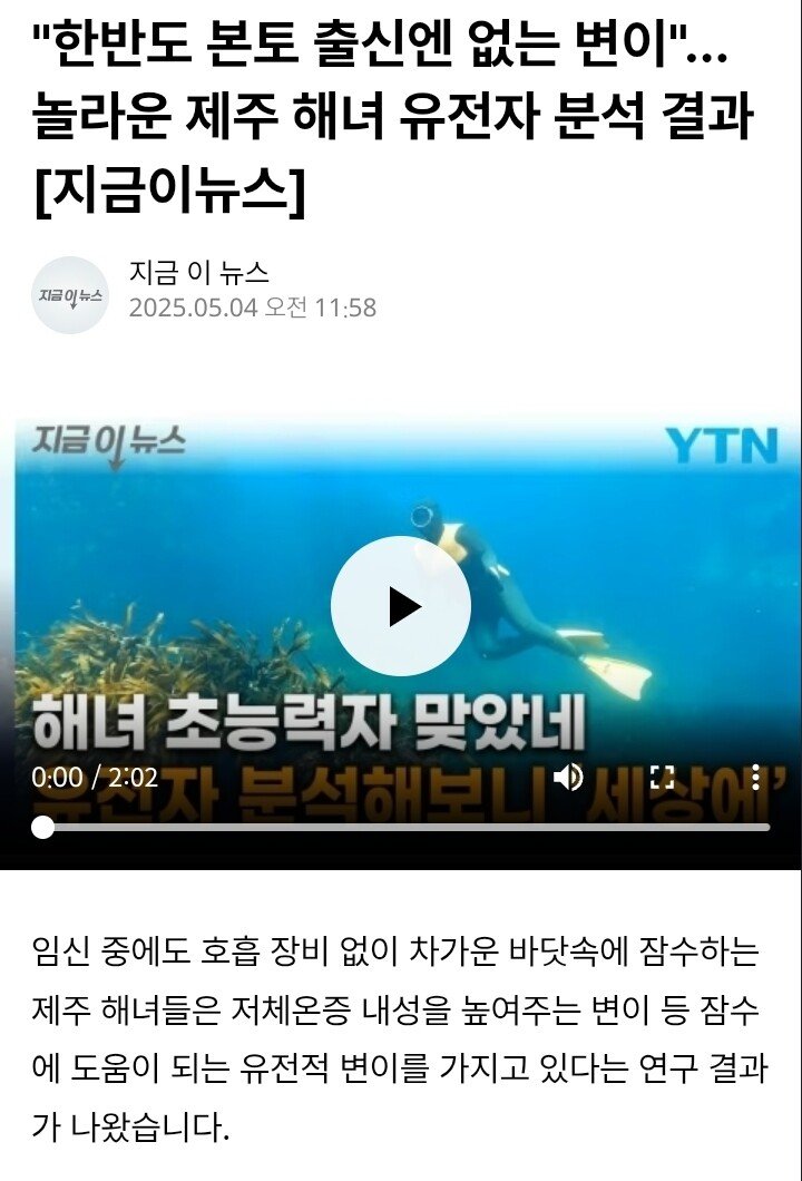제주도 해녀 근황
