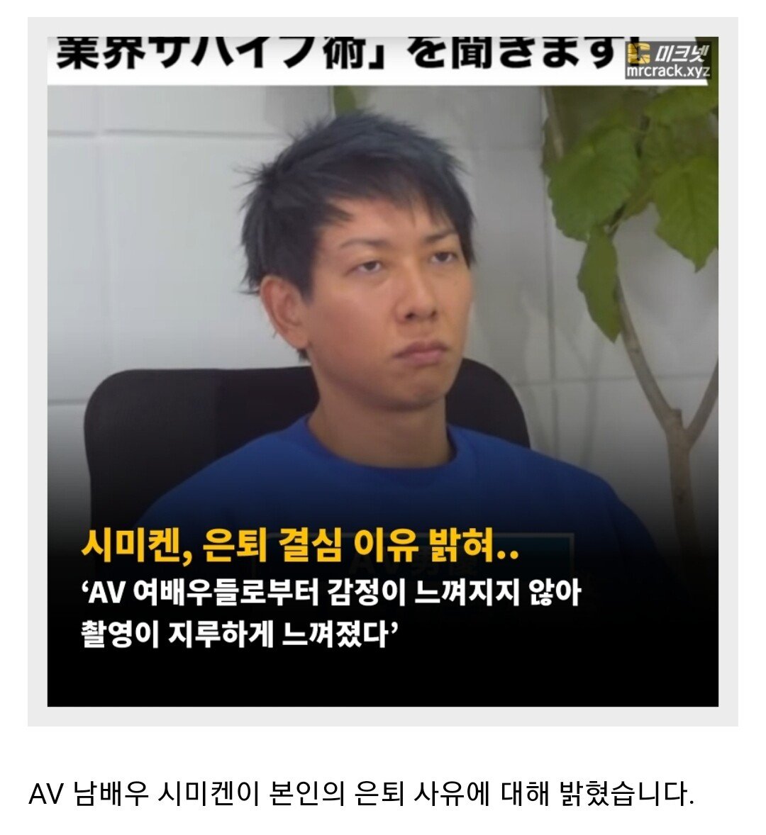 시미켄의 AV 은퇴한 이유