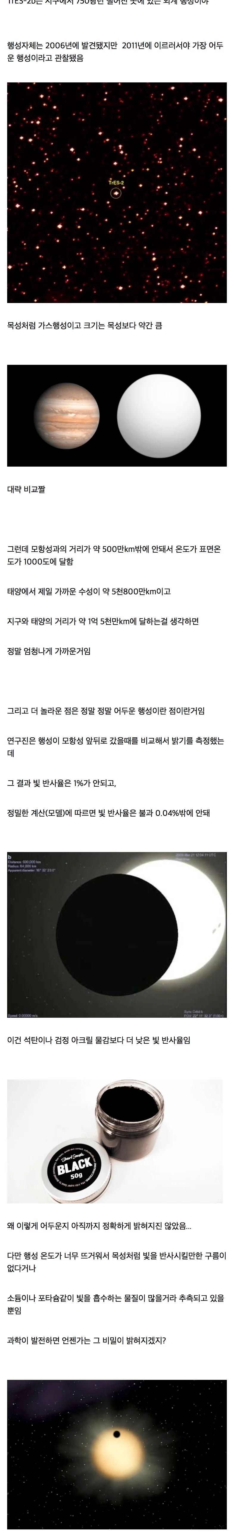 인간이 발견한 행성 중 가장 어두운 행성