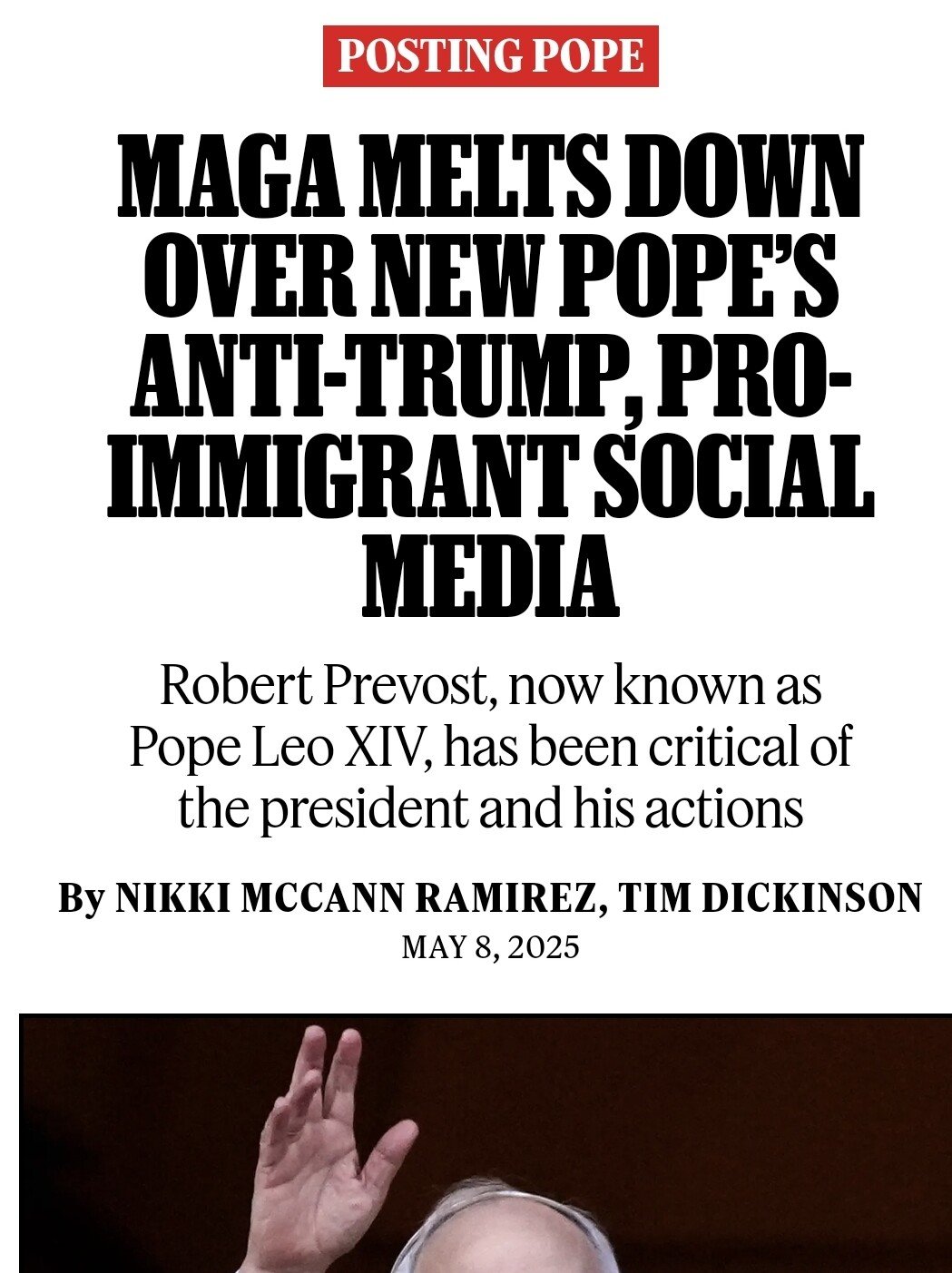 미국에서 벌써 교황 까이기 시작한 이유...