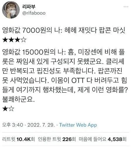 영화 가격 오르기 전 vs 후