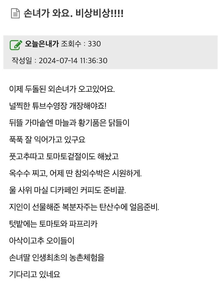 손녀가 와요. 비상비상!!!!