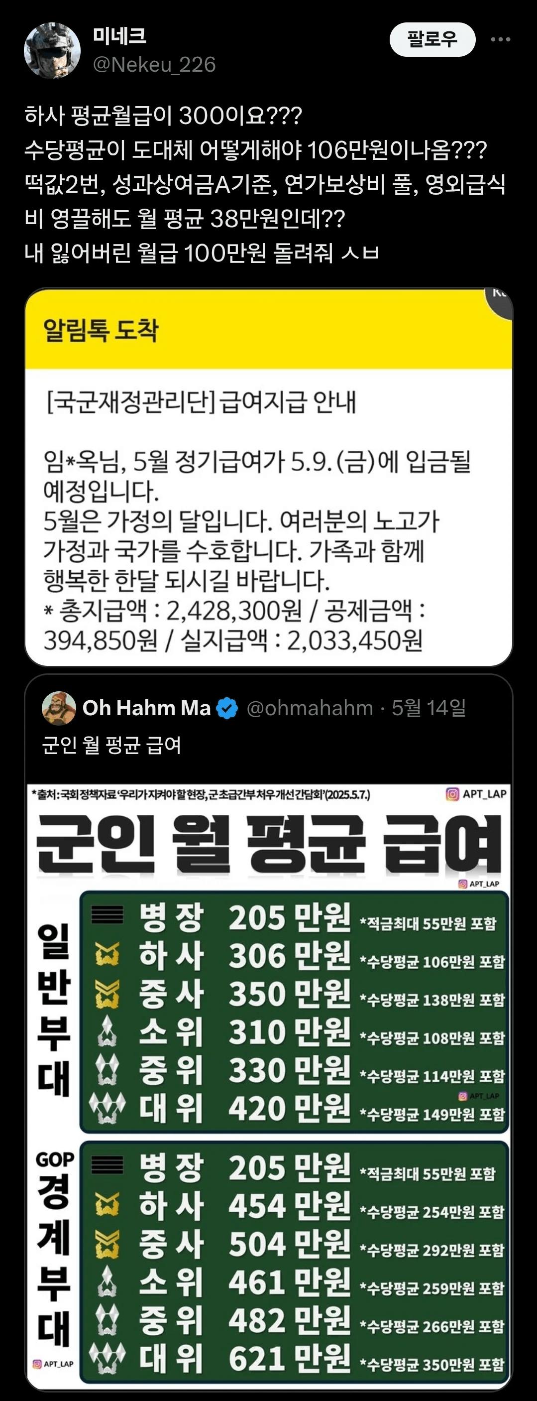 하사 평균월급 300만원 드립에 빡친 현역 하사