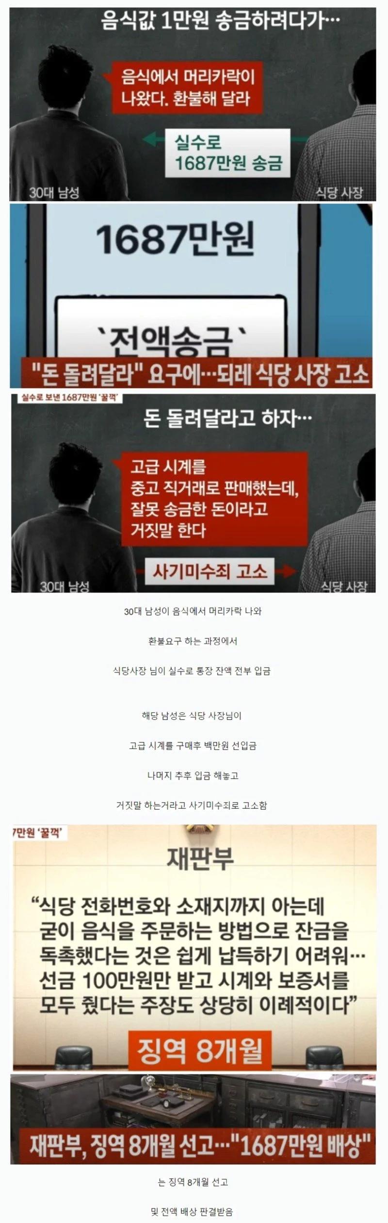 실수로 약 1600만원 송금해서 돌려달라 하자 되레 상대방 고소