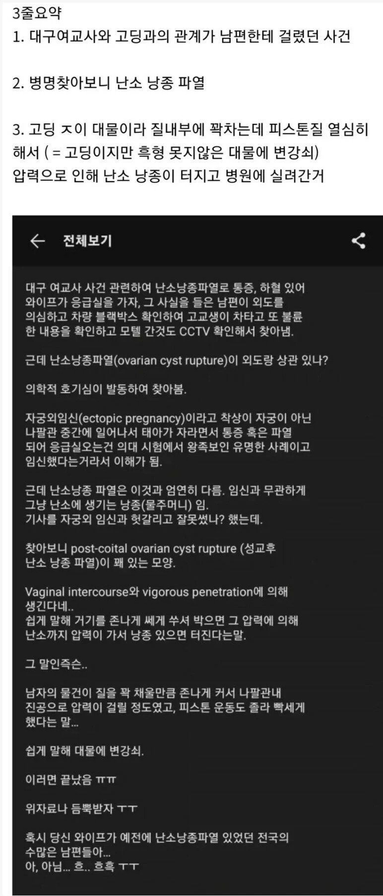 여교사가 학생과 불륜을 걸린 이유
