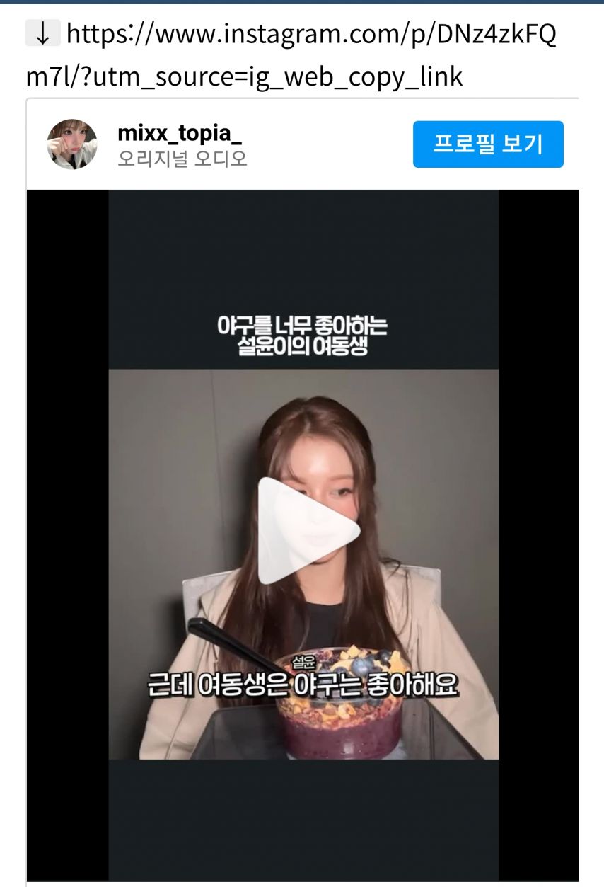 엔믹스 설윤-여동생은 한화 이글스 좋아한다 [정보글]