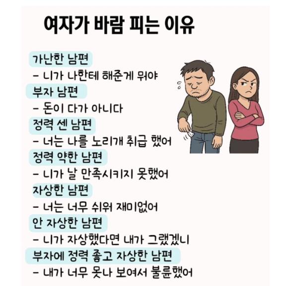 여자가 바람 피는 이유