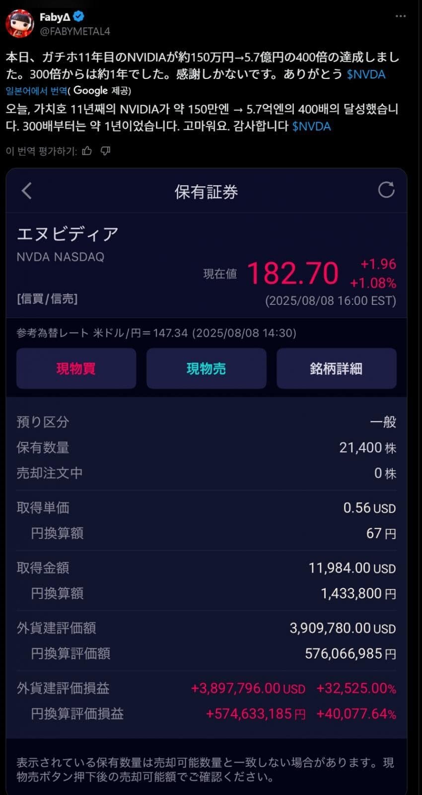 11년 장투 끝에 정리했다는 일본 투자자