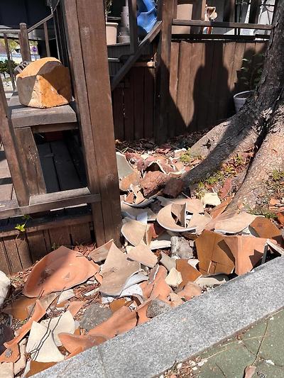 도예공방 앞 도자기들을 모조리 깬 범인