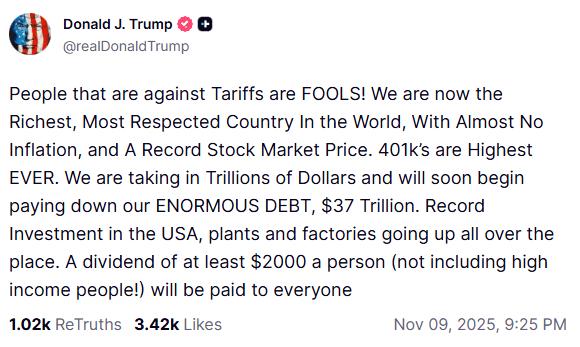 트럼프 "전국민에게 2000달러(291만원) 배급한다"